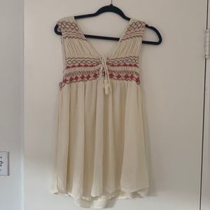 Free people embroidered cream dress
